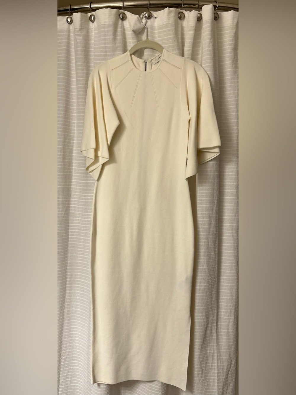 Ted Baker London Cream Midi Dress with Flutter Sleeves